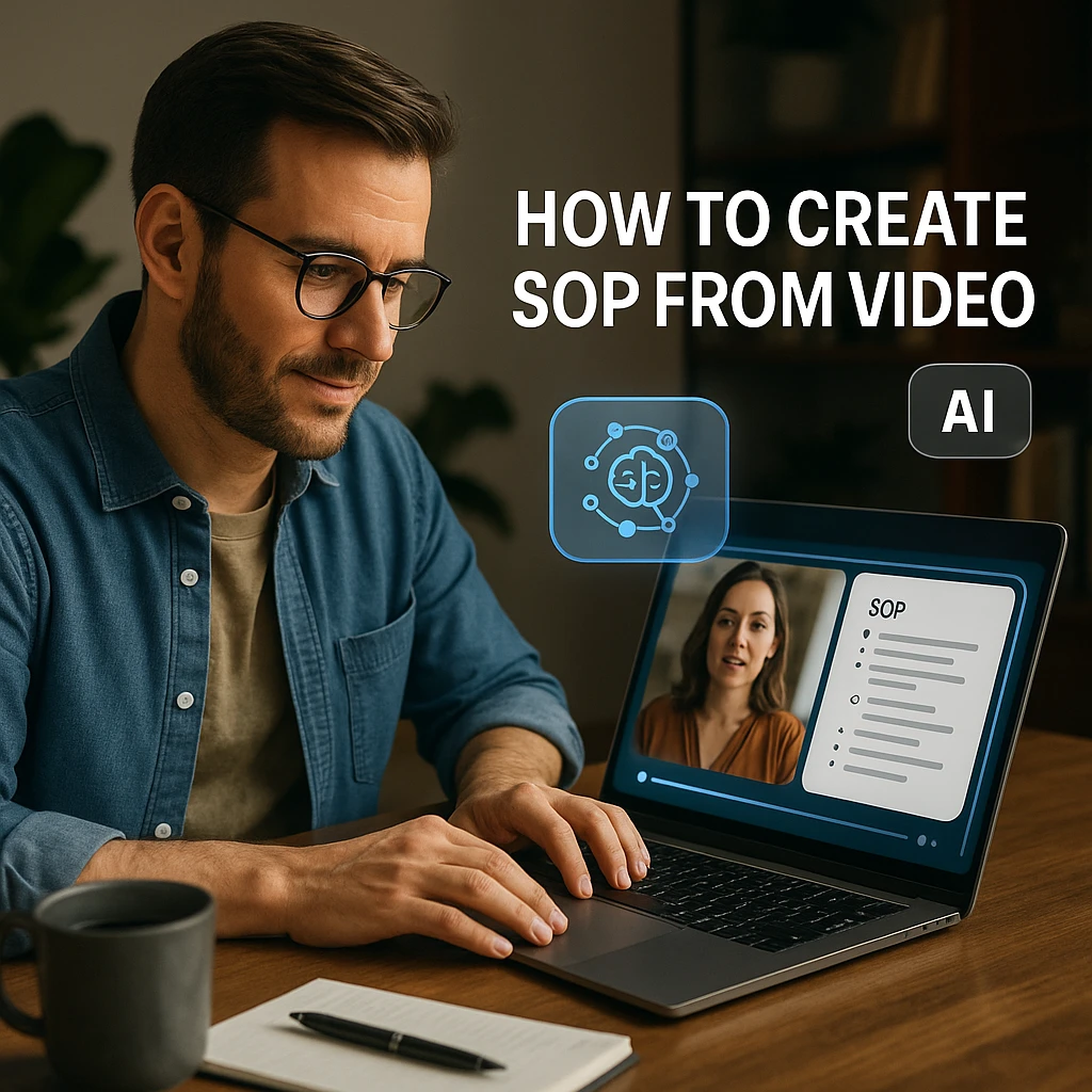 AI analyzing video content to generate step-by-step SOP documentation