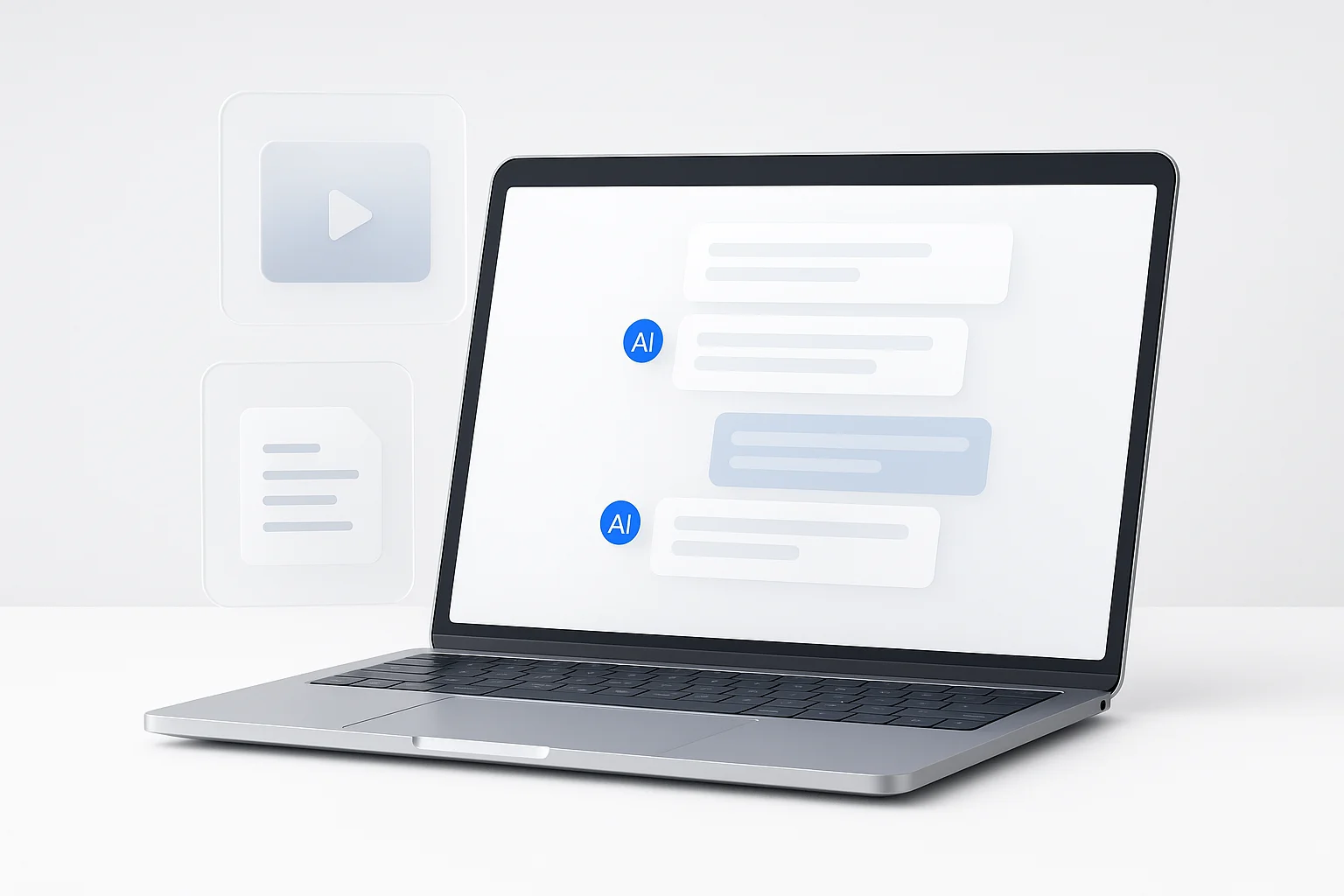 Professional using AI to chat with video and documents simultaneously