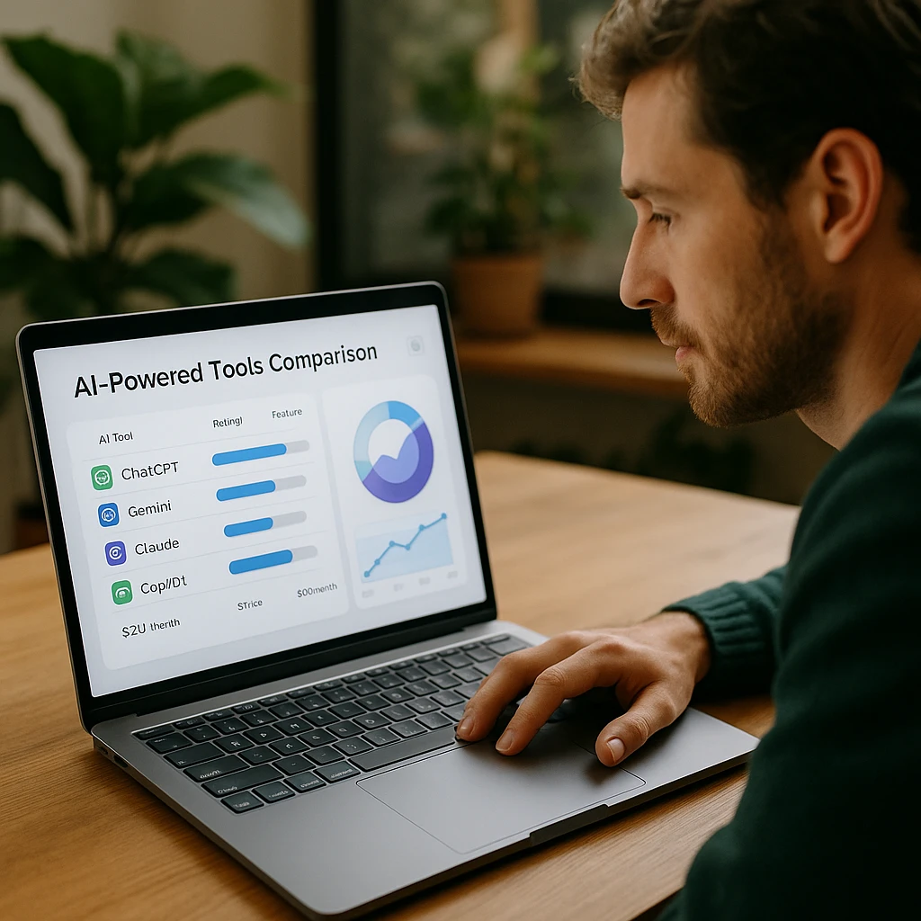 AI-powered tools comparison dashboard showing multiple alternatives