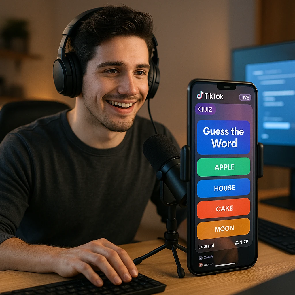 TikTok LIVE streamer playing interactive game with audience participation